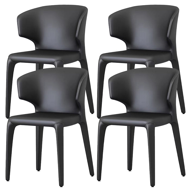 Kitchen Wingback Parsons Chair Faux Leather Dining Room Chair Black 4 Piece Set Clearhalo 'Dining Chairs' 'Dining Tables & Seating' 'dining_chair' 'furn' 'furn_dining_chair' 'Furniture' 'Kitchen & Dining Furniture' 6826706