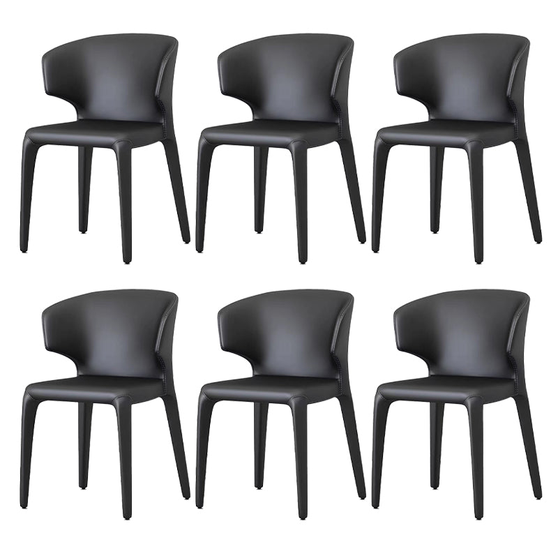Kitchen Wingback Parsons Chair Faux Leather Dining Room Chair Black 6 Piece Set Clearhalo 'Dining Chairs' 'Dining Tables & Seating' 'dining_chair' 'furn' 'furn_dining_chair' 'Furniture' 'Kitchen & Dining Furniture' 6826709