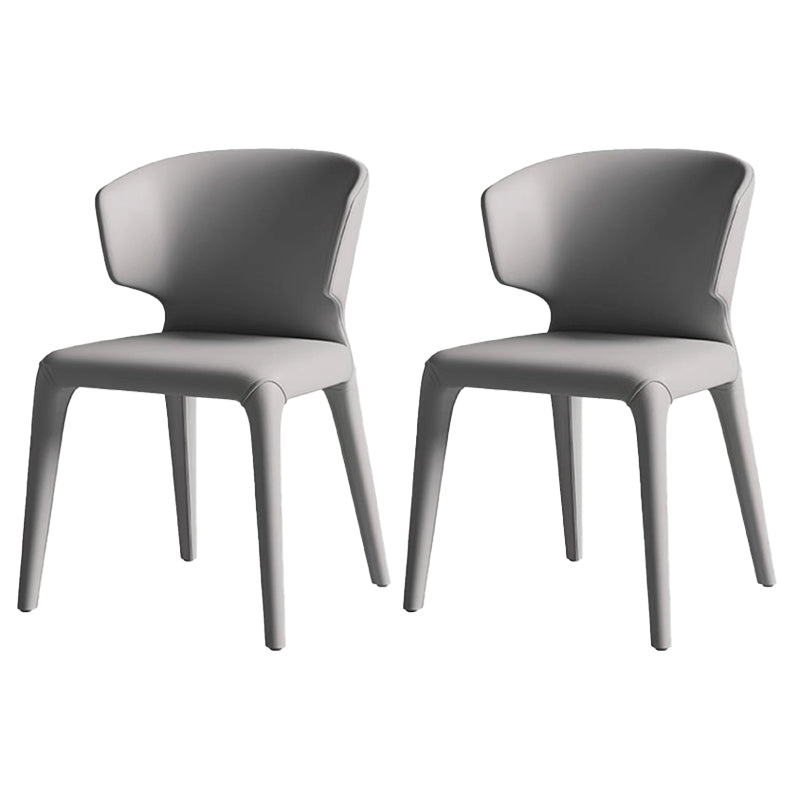 Kitchen Wingback Parsons Chair Faux Leather Dining Room Chair Grey 2 Piece Set Clearhalo 'Dining Chairs' 'Dining Tables & Seating' 'dining_chair' 'furn' 'furn_dining_chair' 'Furniture' 'Kitchen & Dining Furniture' 6826714
