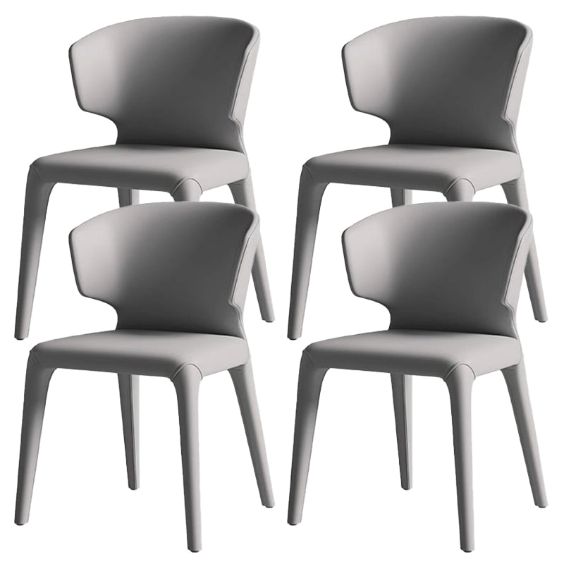 Kitchen Wingback Parsons Chair Faux Leather Dining Room Chair Grey 4 Piece Set Clearhalo 'Dining Chairs' 'Dining Tables & Seating' 'dining_chair' 'furn' 'furn_dining_chair' 'Furniture' 'Kitchen & Dining Furniture' 6826717