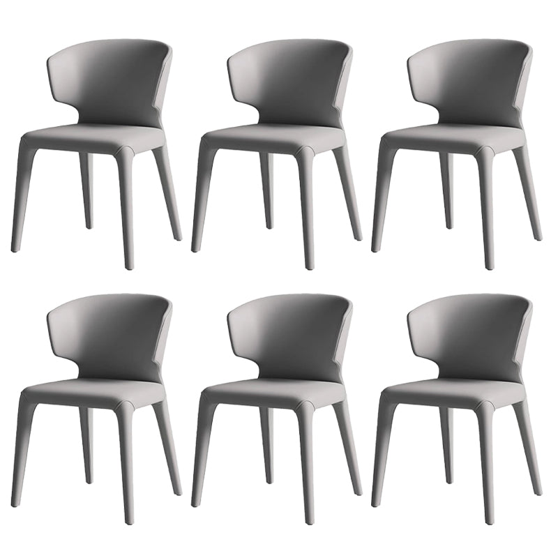 Kitchen Wingback Parsons Chair Faux Leather Dining Room Chair Grey 6 Piece Set Clearhalo 'Dining Chairs' 'Dining Tables & Seating' 'dining_chair' 'furn' 'furn_dining_chair' 'Furniture' 'Kitchen & Dining Furniture' 6826719