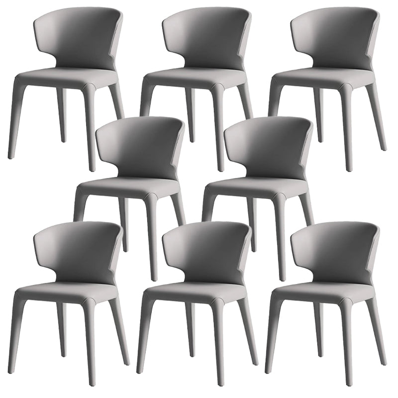 Kitchen Wingback Parsons Chair Faux Leather Dining Room Chair Grey 8 Piece Set Clearhalo 'Dining Chairs' 'Dining Tables & Seating' 'dining_chair' 'furn' 'furn_dining_chair' 'Furniture' 'Kitchen & Dining Furniture' 6826720