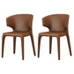 Kitchen Wingback Parsons Chair Faux Leather Dining Room Chair Brown 2 Piece Set Clearhalo 'Dining Chairs' 'Dining Tables & Seating' 'dining_chair' 'furn' 'furn_dining_chair' 'Furniture' 'Kitchen & Dining Furniture' 6826723