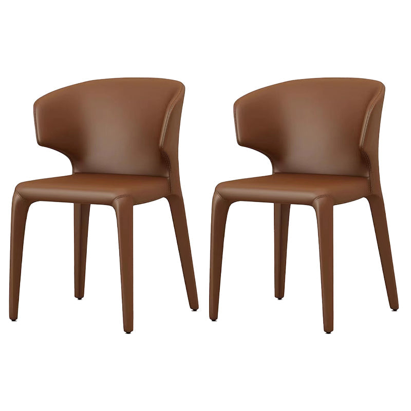 Kitchen Wingback Parsons Chair Faux Leather Dining Room Chair Brown 2 Piece Set Clearhalo 'Dining Chairs' 'Dining Tables & Seating' 'dining_chair' 'furn' 'furn_dining_chair' 'Furniture' 'Kitchen & Dining Furniture' 6826723