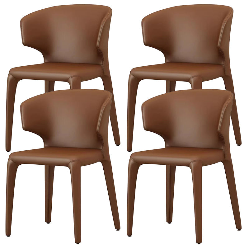 Kitchen Wingback Parsons Chair Faux Leather Dining Room Chair Brown 4 Piece Set Clearhalo 'Dining Chairs' 'Dining Tables & Seating' 'dining_chair' 'furn' 'furn_dining_chair' 'Furniture' 'Kitchen & Dining Furniture' 6826724