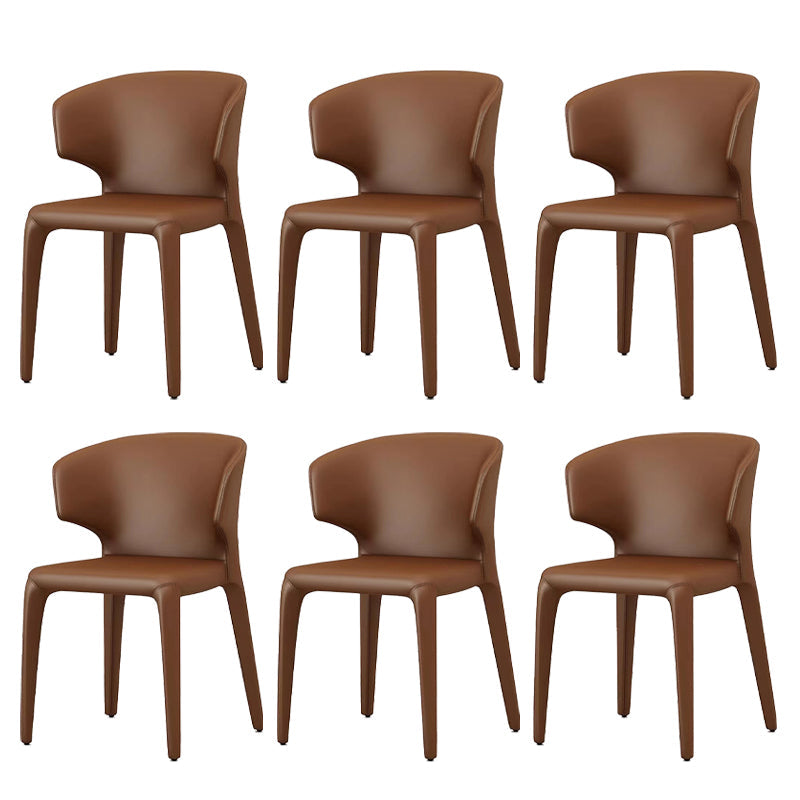 Kitchen Wingback Parsons Chair Faux Leather Dining Room Chair Brown 6 Piece Set Clearhalo 'Dining Chairs' 'Dining Tables & Seating' 'dining_chair' 'furn' 'furn_dining_chair' 'Furniture' 'Kitchen & Dining Furniture' 6826725