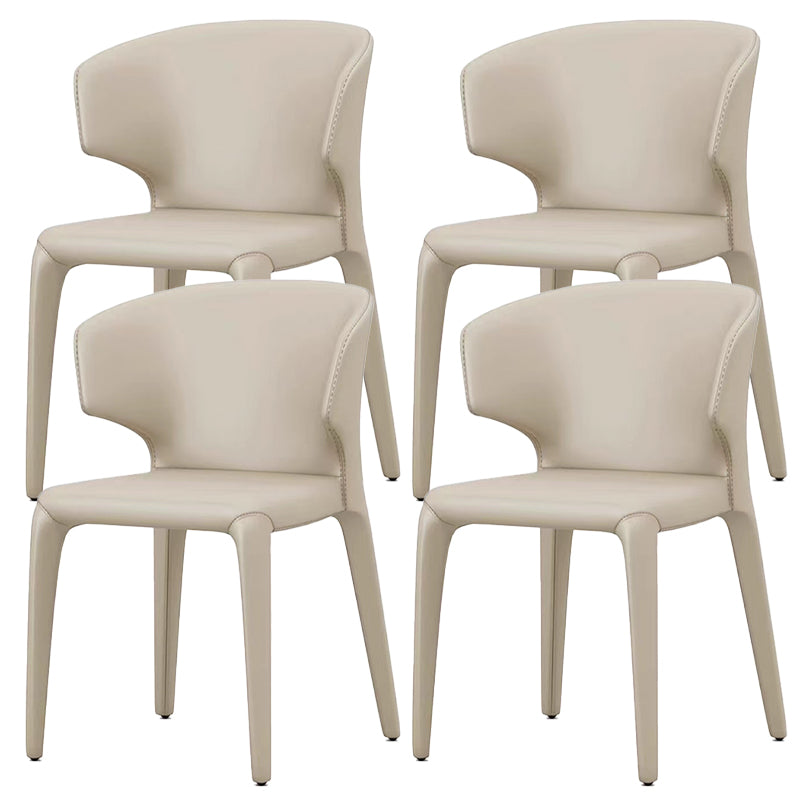Kitchen Wingback Parsons Chair Faux Leather Dining Room Chair Khaki 4 Piece Set Clearhalo 'Dining Chairs' 'Dining Tables & Seating' 'dining_chair' 'furn' 'furn_dining_chair' 'Furniture' 'Kitchen & Dining Furniture' 6826729