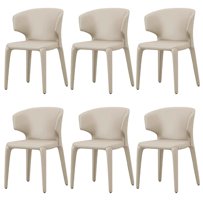 Kitchen Wingback Parsons Chair Faux Leather Dining Room Chair Khaki 6 Piece Set Clearhalo 'Dining Chairs' 'Dining Tables & Seating' 'dining_chair' 'furn' 'furn_dining_chair' 'Furniture' 'Kitchen & Dining Furniture' 6826730