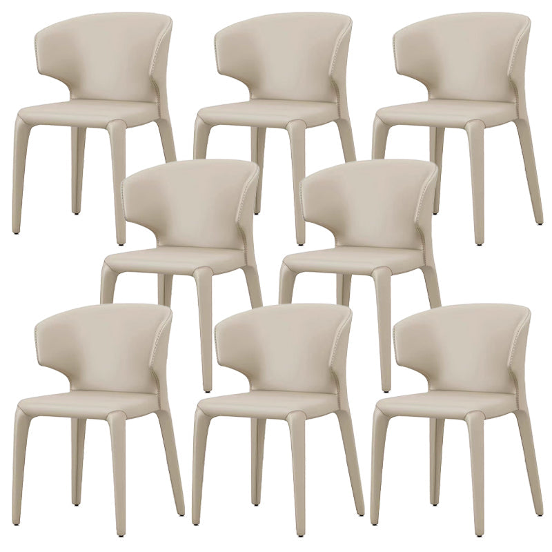 Kitchen Wingback Parsons Chair Faux Leather Dining Room Chair Khaki 8 Piece Set Clearhalo 'Dining Chairs' 'Dining Tables & Seating' 'dining_chair' 'furn' 'furn_dining_chair' 'Furniture' 'Kitchen & Dining Furniture' 6826731