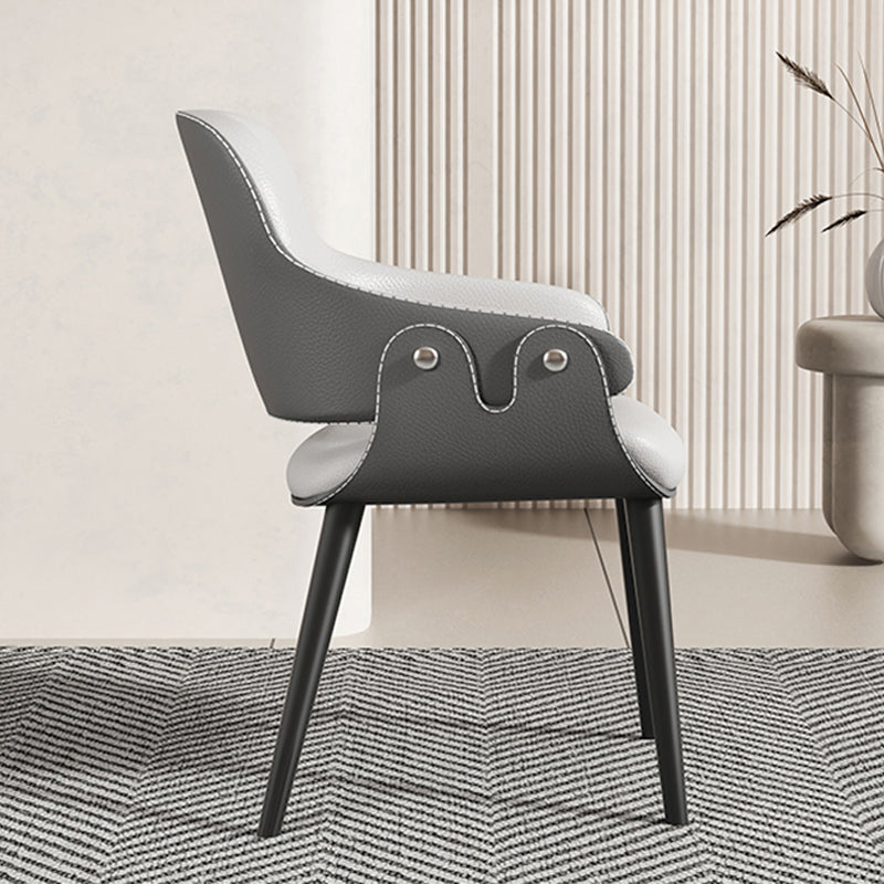 Home Faux Leather Dining Chairs Black Legs Dining Room Chair Grey 1 Piece Clearhalo 'Dining Chairs' 'Dining Tables & Seating' 'dining_chair' 'furn' 'furn_dining_chair' 'Furniture' 'Kitchen & Dining Furniture' 6826734