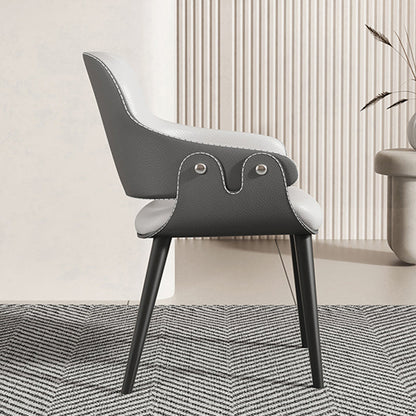 Home Faux Leather Dining Chairs Black Legs Dining Room Chair Grey 1 Piece Clearhalo 'Dining Chairs' 'Dining Tables & Seating' 'dining_chair' 'furn' 'furn_dining_chair' 'Furniture' 'Kitchen & Dining Furniture' 6826734