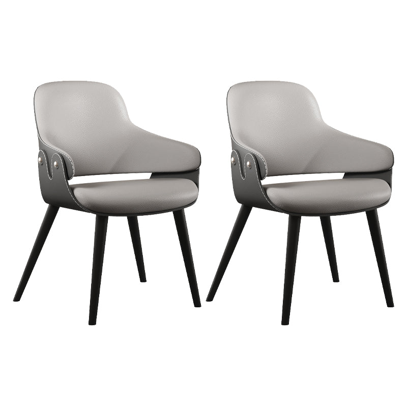 Home Faux Leather Dining Chairs Black Legs Dining Room Chair Grey 2 Piece Set Clearhalo 'Dining Chairs' 'Dining Tables & Seating' 'dining_chair' 'furn' 'furn_dining_chair' 'Furniture' 'Kitchen & Dining Furniture' 6826736