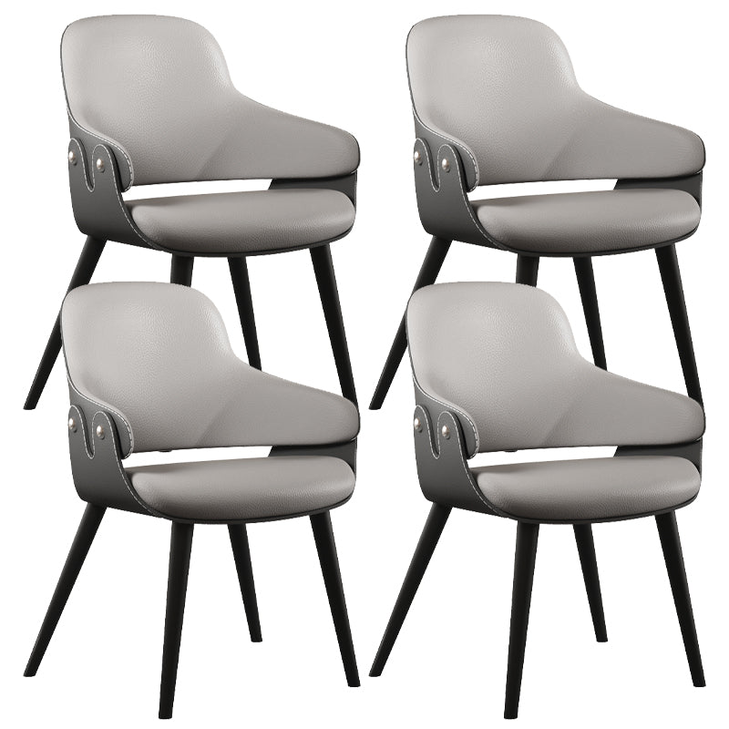 Home Faux Leather Dining Chairs Black Legs Dining Room Chair Grey 4 Piece Set Clearhalo 'Dining Chairs' 'Dining Tables & Seating' 'dining_chair' 'furn' 'furn_dining_chair' 'Furniture' 'Kitchen & Dining Furniture' 6826737