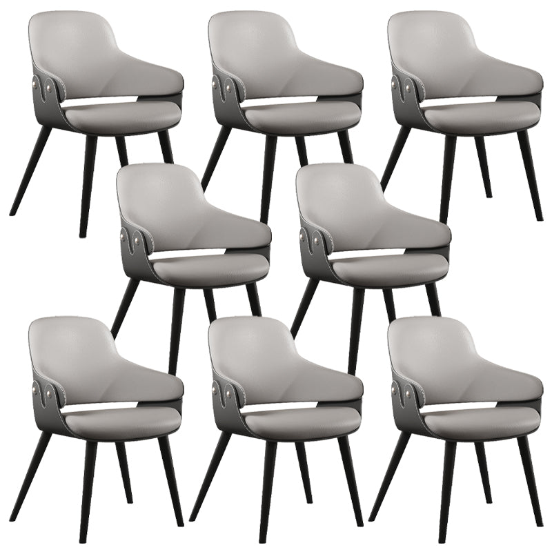 Home Faux Leather Dining Chairs Black Legs Dining Room Chair Grey 8 Piece Set Clearhalo 'Dining Chairs' 'Dining Tables & Seating' 'dining_chair' 'furn' 'furn_dining_chair' 'Furniture' 'Kitchen & Dining Furniture' 6826742