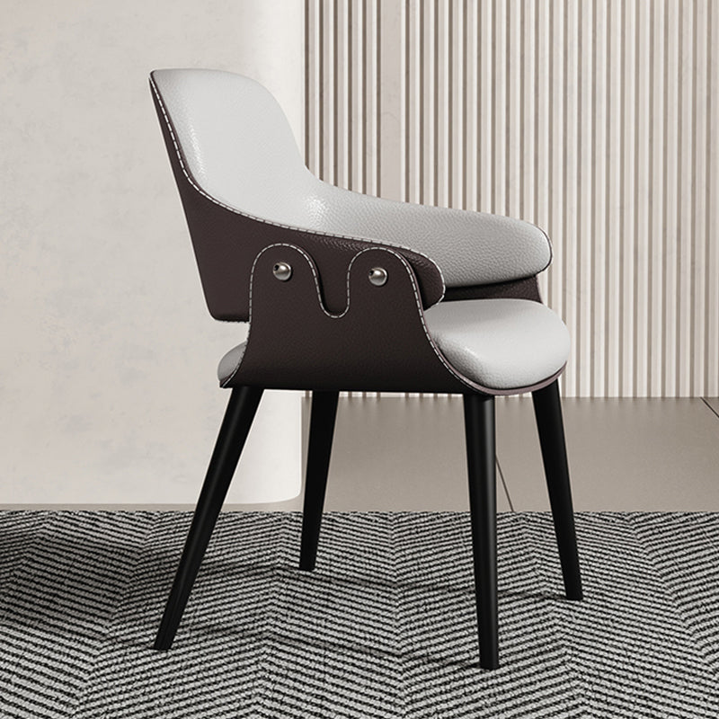 Home Faux Leather Dining Chairs Black Legs Dining Room Chair Gray Coffee 1 Piece Clearhalo 'Dining Chairs' 'Dining Tables & Seating' 'dining_chair' 'furn' 'furn_dining_chair' 'Furniture' 'Kitchen & Dining Furniture' 6826743