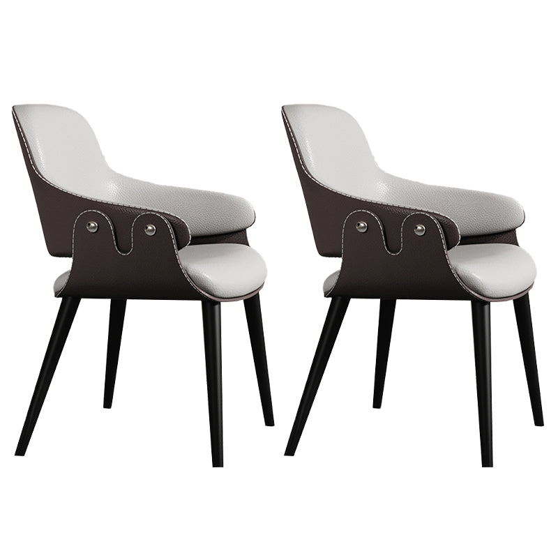Home Faux Leather Dining Chairs Black Legs Dining Room Chair Gray Coffee 2 Piece Set Clearhalo 'Dining Chairs' 'Dining Tables & Seating' 'dining_chair' 'furn' 'furn_dining_chair' 'Furniture' 'Kitchen & Dining Furniture' 6826746