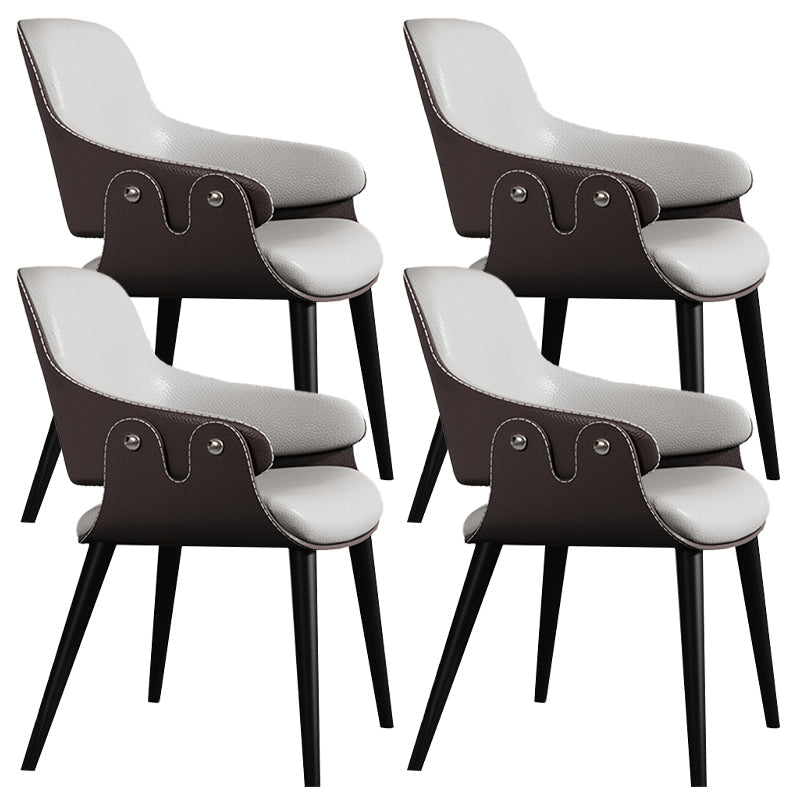 Home Faux Leather Dining Chairs Black Legs Dining Room Chair Gray Coffee 4 Piece Set Clearhalo 'Dining Chairs' 'Dining Tables & Seating' 'dining_chair' 'furn' 'furn_dining_chair' 'Furniture' 'Kitchen & Dining Furniture' 6826748