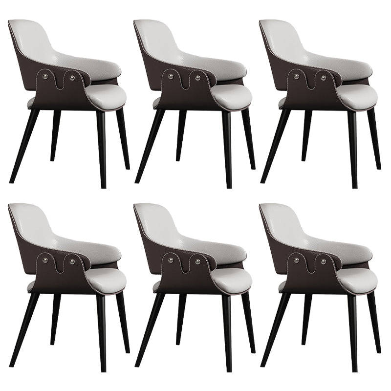 Home Faux Leather Dining Chairs Black Legs Dining Room Chair Gray Coffee 6 Piece Set Clearhalo 'Dining Chairs' 'Dining Tables & Seating' 'dining_chair' 'furn' 'furn_dining_chair' 'Furniture' 'Kitchen & Dining Furniture' 6826749