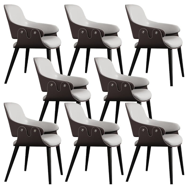Home Faux Leather Dining Chairs Black Legs Dining Room Chair Gray Coffee 8 Piece Set Clearhalo 'Dining Chairs' 'Dining Tables & Seating' 'dining_chair' 'furn' 'furn_dining_chair' 'Furniture' 'Kitchen & Dining Furniture' 6826751