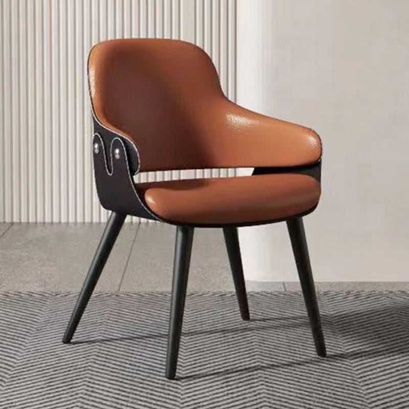 Home Faux Leather Dining Chairs Black Legs Dining Room Chair Orange 1 Piece Clearhalo 'Dining Chairs' 'Dining Tables & Seating' 'dining_chair' 'furn' 'furn_dining_chair' 'Furniture' 'Kitchen & Dining Furniture' 6826752