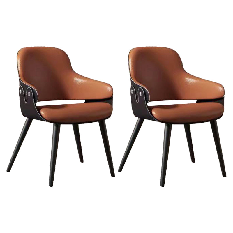 Home Faux Leather Dining Chairs Black Legs Dining Room Chair Orange 2 Piece Set Clearhalo 'Dining Chairs' 'Dining Tables & Seating' 'dining_chair' 'furn' 'furn_dining_chair' 'Furniture' 'Kitchen & Dining Furniture' 6826753