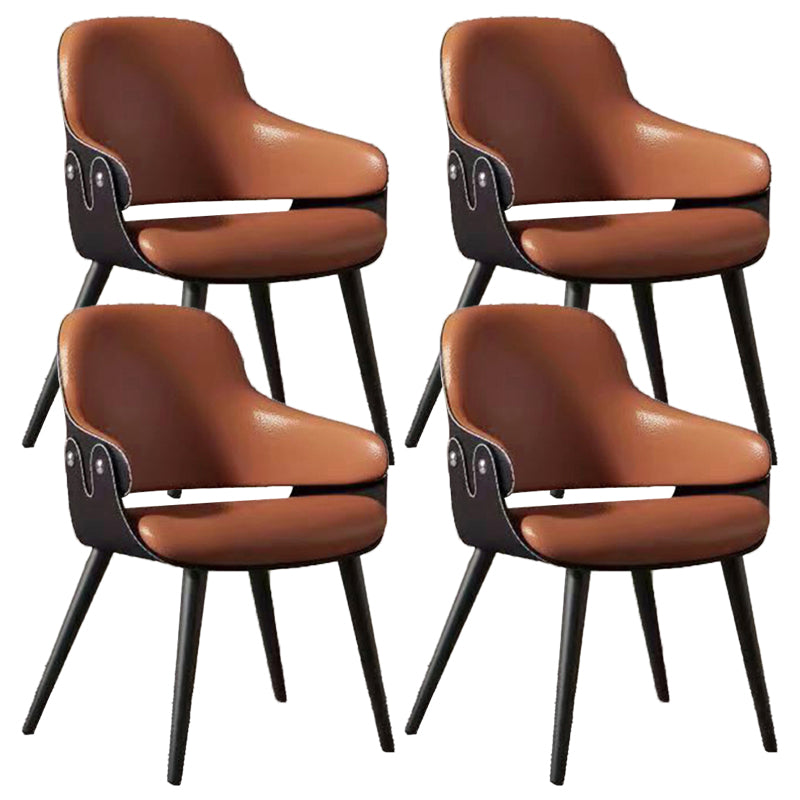 Home Faux Leather Dining Chairs Black Legs Dining Room Chair Orange 4 Piece Set Clearhalo 'Dining Chairs' 'Dining Tables & Seating' 'dining_chair' 'furn' 'furn_dining_chair' 'Furniture' 'Kitchen & Dining Furniture' 6826754