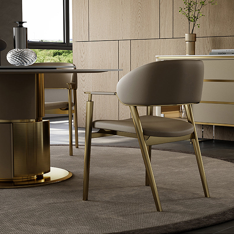 グラムフェイクレザーダイニングチェアダイニングアームチェア付き布張り