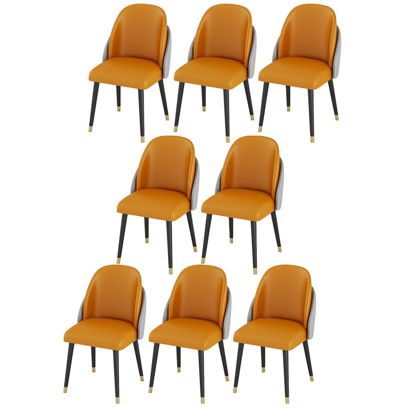 Silla de comedor de piel sintética, estilo Glam, juego de sillas sin brazos Parsons