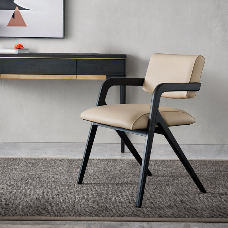 Moderne gepolsterte Armstuhl Haus schwarze Beine fester Holz Essstuhl