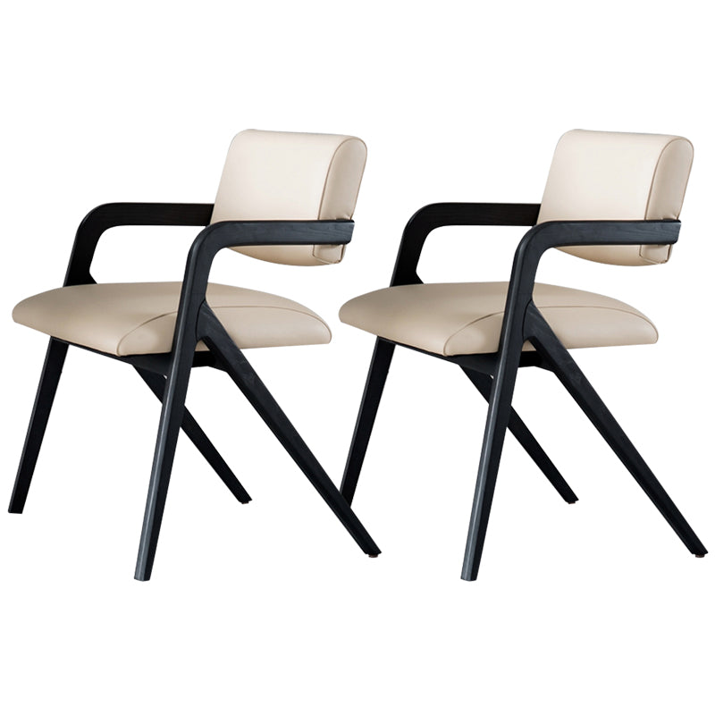 Moderne gepolsterte Armstuhl Haus schwarze Beine fester Holz Essstuhl