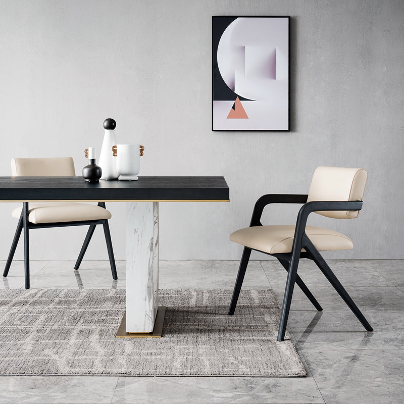 Moderne gepolsterte Armstuhl Haus schwarze Beine fester Holz Essstuhl