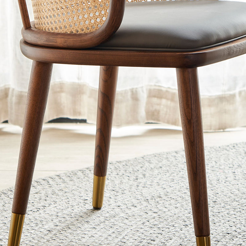 Contemporary Cane Back Dining Chair Home Solid Wood Dining Arm Chair