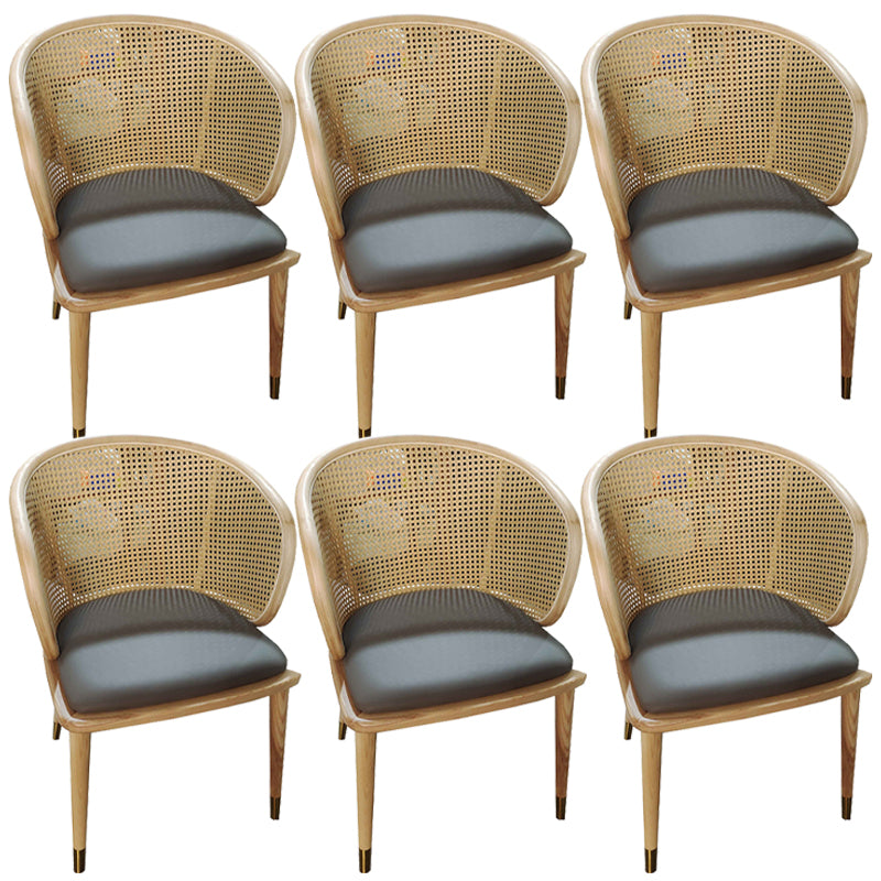 Contemporary Cane Back Dining Chair Home Solid Wood Dining Arm Chair