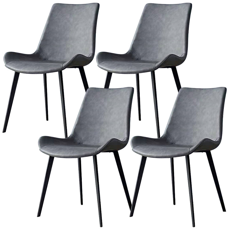 PU Leather Dining Chairs Industrial Style Parsons Armless Chair