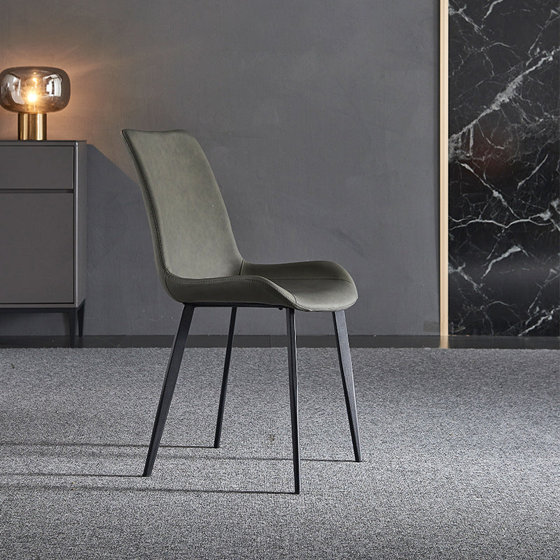 PU Leather Dining Chairs Industrial Style Parsons Armless Chair