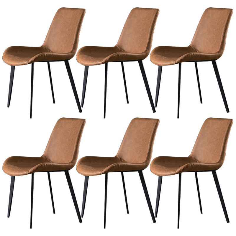 PU Leather Dining Chairs Industrial Style Parsons Armless Chair