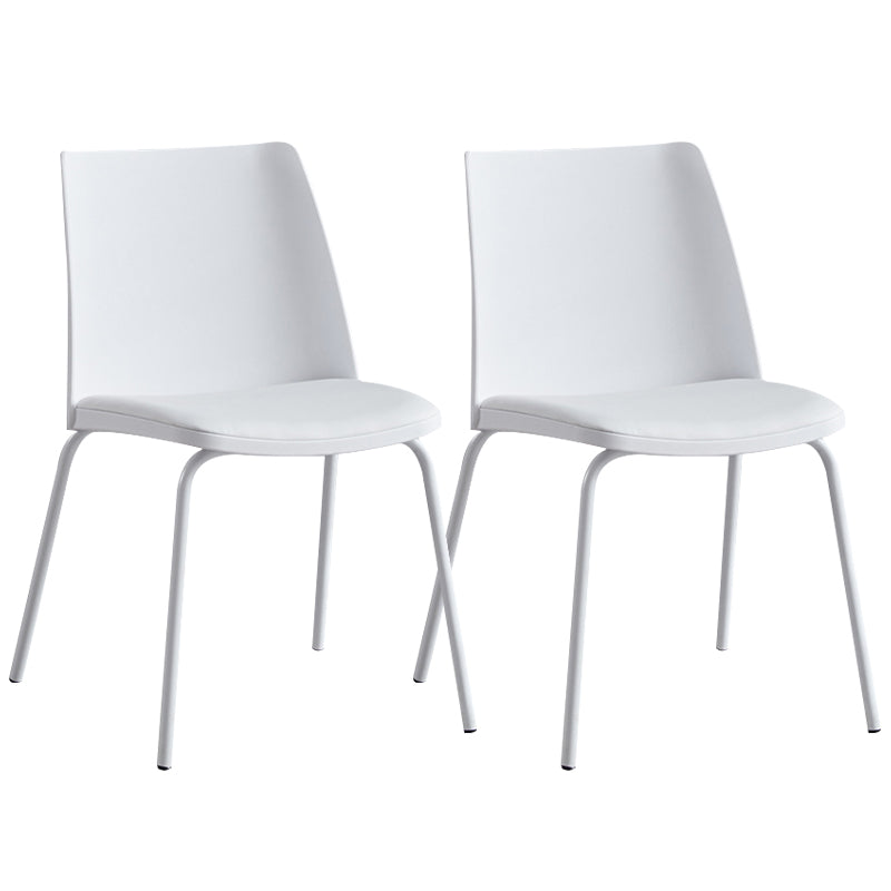Contemporary Kitchen Dining Side Chair Home Metal Legs Chair White 2 Piece Set Clearhalo 'Dining Chairs' 'Dining Tables & Seating' 'dining_chair' 'furn' 'furn_dining_chair' 'Furniture' 'Kitchen & Dining Furniture' 6827002