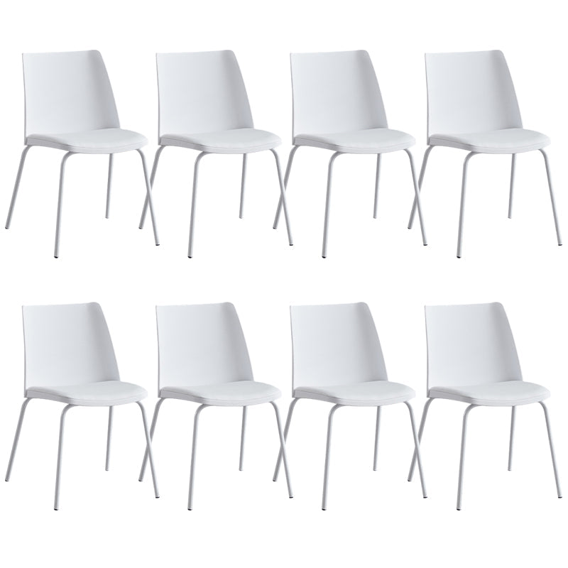 Contemporary Kitchen Dining Side Chair Home Metal Legs Chair White 8 Piece Set Clearhalo 'Dining Chairs' 'Dining Tables & Seating' 'dining_chair' 'furn' 'furn_dining_chair' 'Furniture' 'Kitchen & Dining Furniture' 6827009