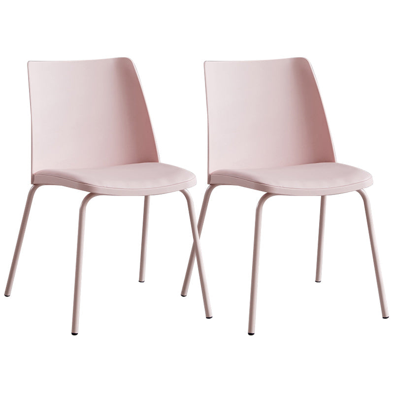 Contemporary Kitchen Dining Side Chair Home Metal Legs Chair Pink 2 Piece Set Clearhalo 'Dining Chairs' 'Dining Tables & Seating' 'dining_chair' 'furn' 'furn_dining_chair' 'Furniture' 'Kitchen & Dining Furniture' 6827011