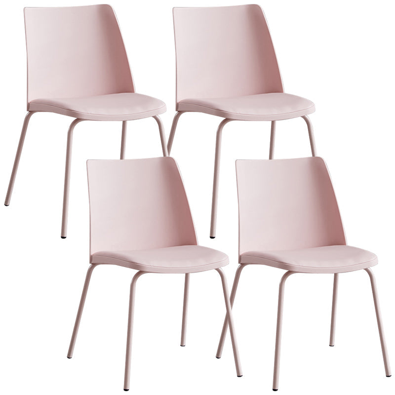 Contemporary Kitchen Dining Side Chair Home Metal Legs Chair Pink 4 Piece Set Clearhalo 'Dining Chairs' 'Dining Tables & Seating' 'dining_chair' 'furn' 'furn_dining_chair' 'Furniture' 'Kitchen & Dining Furniture' 6827013