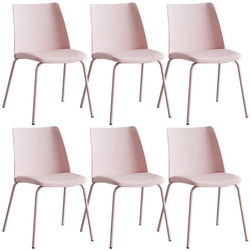 Contemporary Kitchen Dining Side Chair Home Metal Legs Chair Pink 6 Piece Set Clearhalo 'Dining Chairs' 'Dining Tables & Seating' 'dining_chair' 'furn' 'furn_dining_chair' 'Furniture' 'Kitchen & Dining Furniture' 6827014