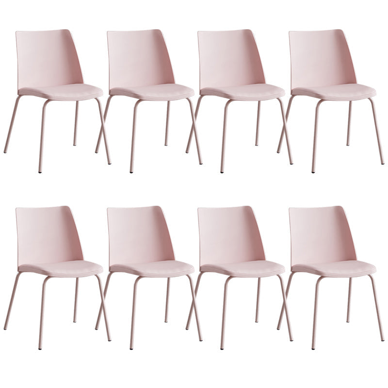 Contemporary Kitchen Dining Side Chair Home Metal Legs Chair Pink 8 Piece Set Clearhalo 'Dining Chairs' 'Dining Tables & Seating' 'dining_chair' 'furn' 'furn_dining_chair' 'Furniture' 'Kitchen & Dining Furniture' 6827015