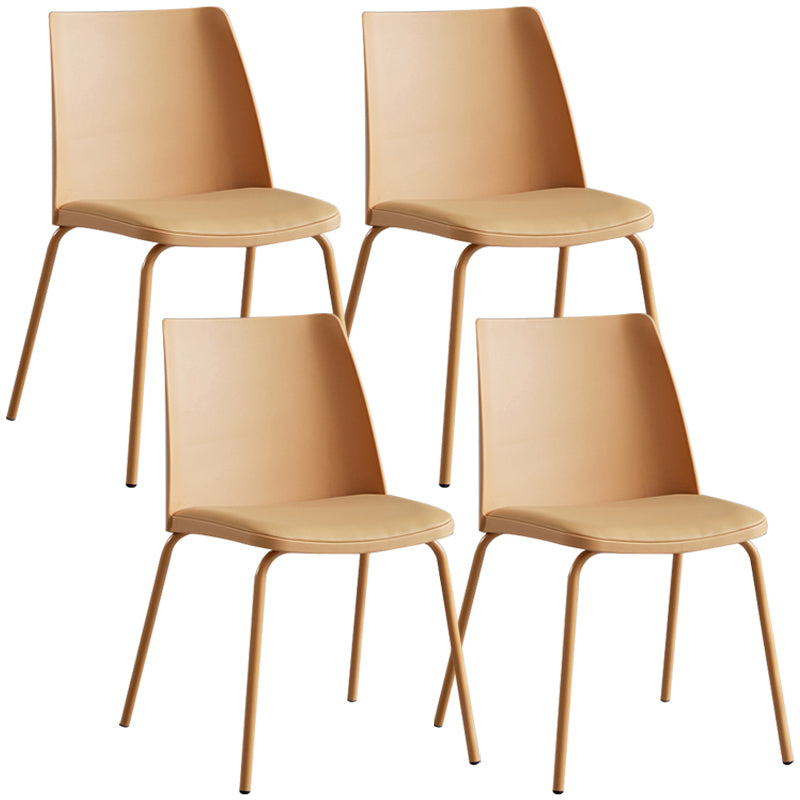 Contemporary Kitchen Dining Side Chair Home Metal Legs Chair Yellow 4 Piece Set Clearhalo 'Dining Chairs' 'Dining Tables & Seating' 'dining_chair' 'furn' 'furn_dining_chair' 'Furniture' 'Kitchen & Dining Furniture' 6827017