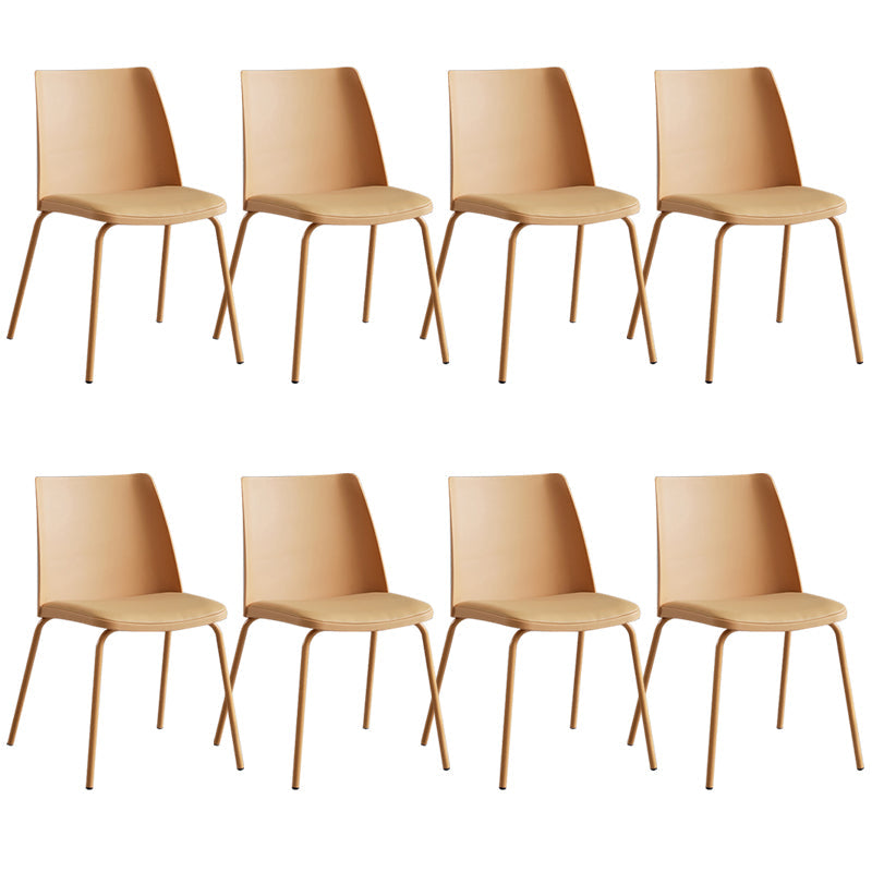 Contemporary Kitchen Dining Side Chair Home Metal Legs Chair Yellow 8 Piece Set Clearhalo 'Dining Chairs' 'Dining Tables & Seating' 'dining_chair' 'furn' 'furn_dining_chair' 'Furniture' 'Kitchen & Dining Furniture' 6827019