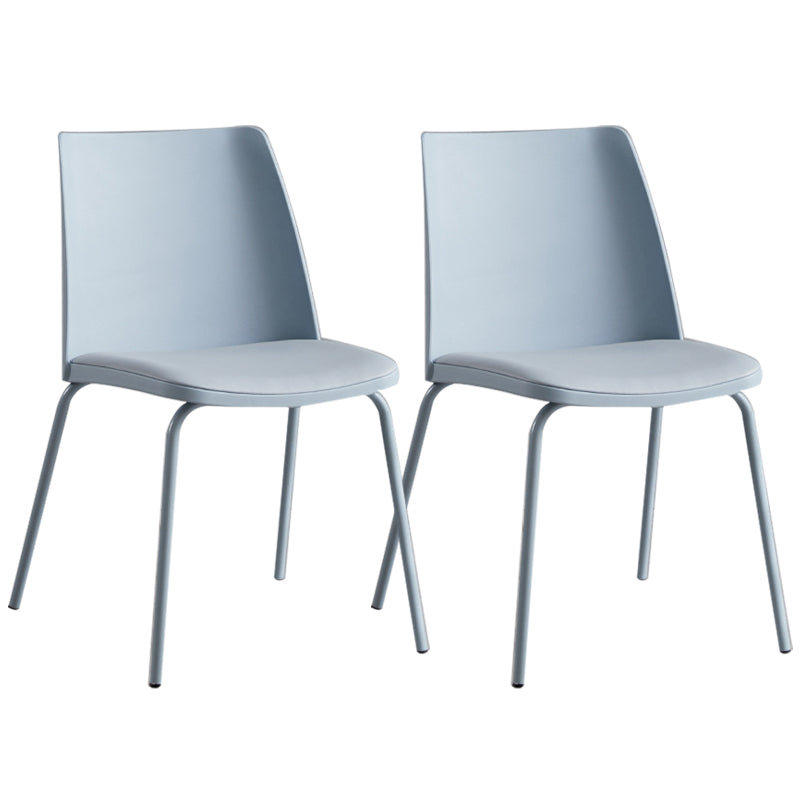 Contemporary Kitchen Dining Side Chair Home Metal Legs Chair Blue 2 Piece Set Clearhalo 'Dining Chairs' 'Dining Tables & Seating' 'dining_chair' 'furn' 'furn_dining_chair' 'Furniture' 'Kitchen & Dining Furniture' 6827020