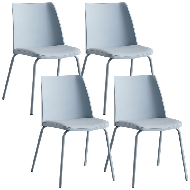 Contemporary Kitchen Dining Side Chair Home Metal Legs Chair Blue 4 Piece Set Clearhalo 'Dining Chairs' 'Dining Tables & Seating' 'dining_chair' 'furn' 'furn_dining_chair' 'Furniture' 'Kitchen & Dining Furniture' 6827021