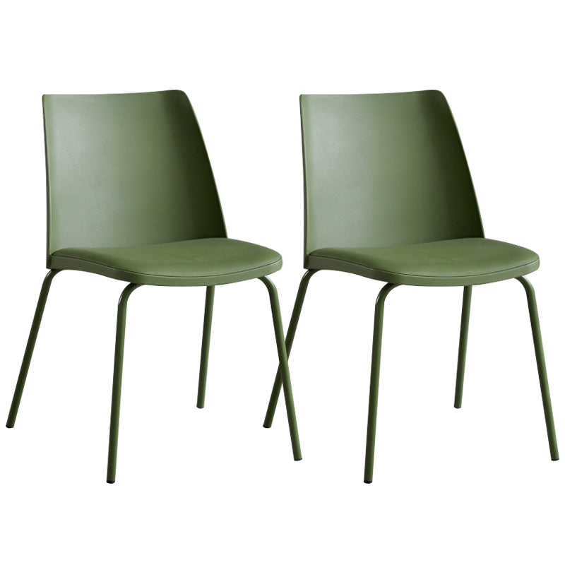 Contemporary Kitchen Dining Side Chair Home Metal Legs Chair Dark Green 2 Piece Set Clearhalo 'Dining Chairs' 'Dining Tables & Seating' 'dining_chair' 'furn' 'furn_dining_chair' 'Furniture' 'Kitchen & Dining Furniture' 6827028