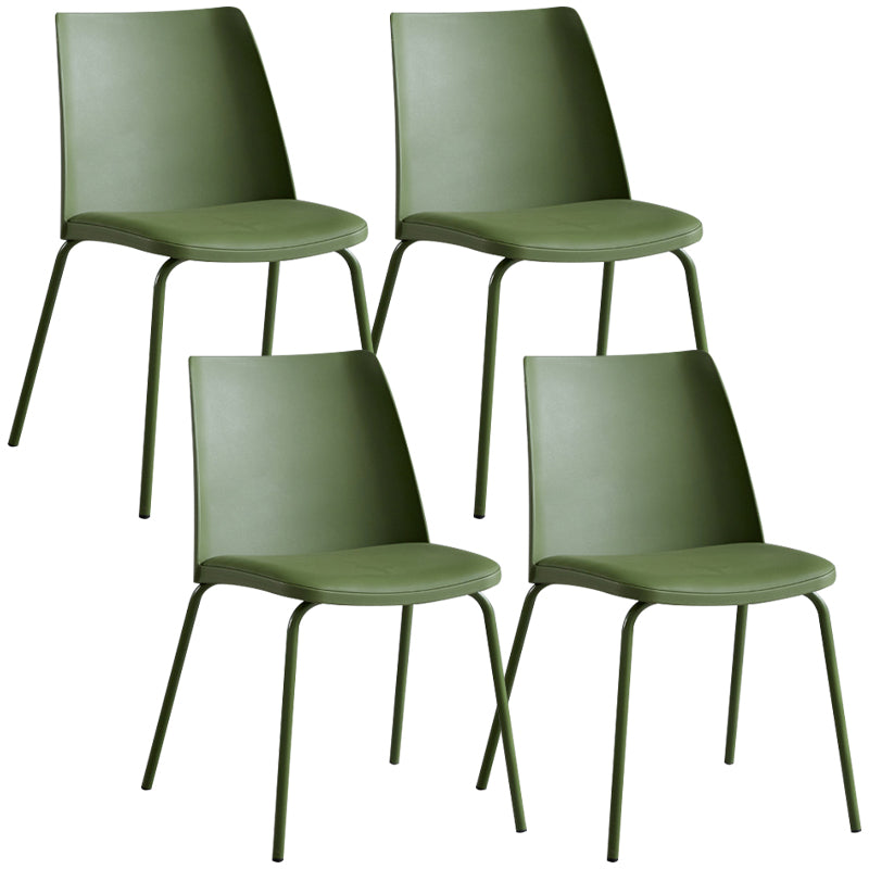 Contemporary Kitchen Dining Side Chair Home Metal Legs Chair Dark Green 4 Piece Set Clearhalo 'Dining Chairs' 'Dining Tables & Seating' 'dining_chair' 'furn' 'furn_dining_chair' 'Furniture' 'Kitchen & Dining Furniture' 6827029