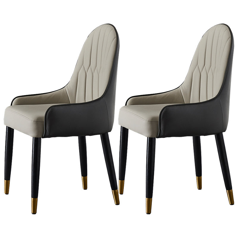 Faux Leather Dining Chairs Nordic Style Parsons Armless Chair Grey 2 Piece Set Clearhalo 'Dining Chairs' 'Dining Tables & Seating' 'dining_chair' 'furn' 'furn_dining_chair' 'Furniture' 'Kitchen & Dining Furniture' 6827035