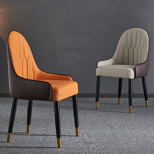 Faux Leather Dining Chairs Nordic Style Parsons Armless Chair Clearhalo 'Dining Chairs' 'Dining Tables & Seating' 'dining_chair' 'furn' 'furn_dining_chair' 'Furniture' 'Kitchen & Dining Furniture' 6827038